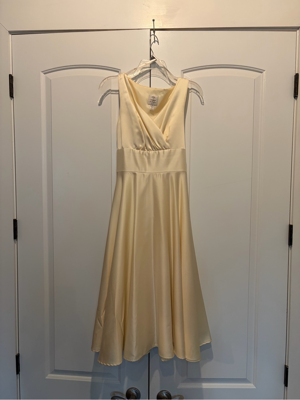 Vintage Suzi Chin for Maggy Boutique Cream Satin Midi Dress